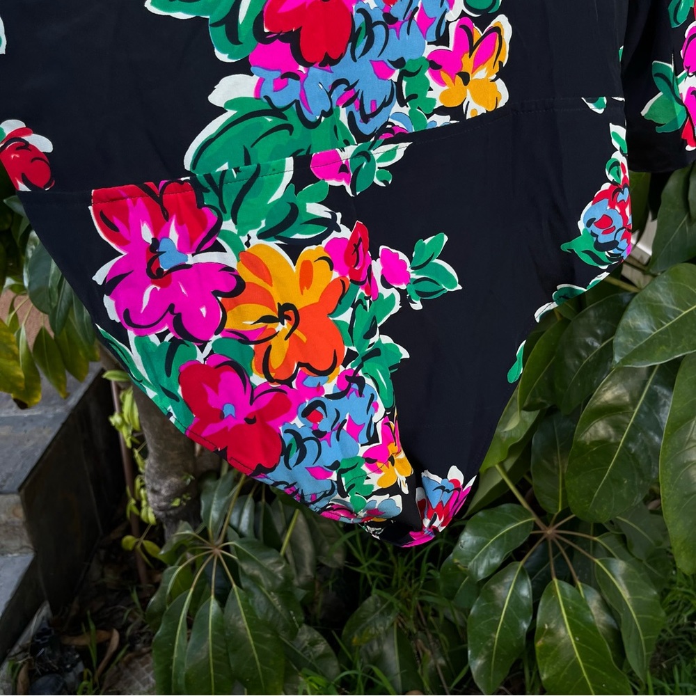 Vintage 80’s ESCADA black bodysuit with colorful floral detailing&shoulder pads - Picture 8 of 10
